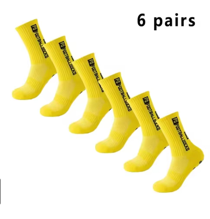 6 Pairs Soccer Socks Sports Grip Socks Anti-Slip Basketball Socks Spot Rubber Anti-Slip Cotton Soccer Socks