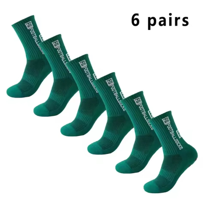 6 Pairs Soccer Socks Sports Grip Socks Anti-Slip Basketball Socks Spot Rubber Anti-Slip Cotton Soccer Socks