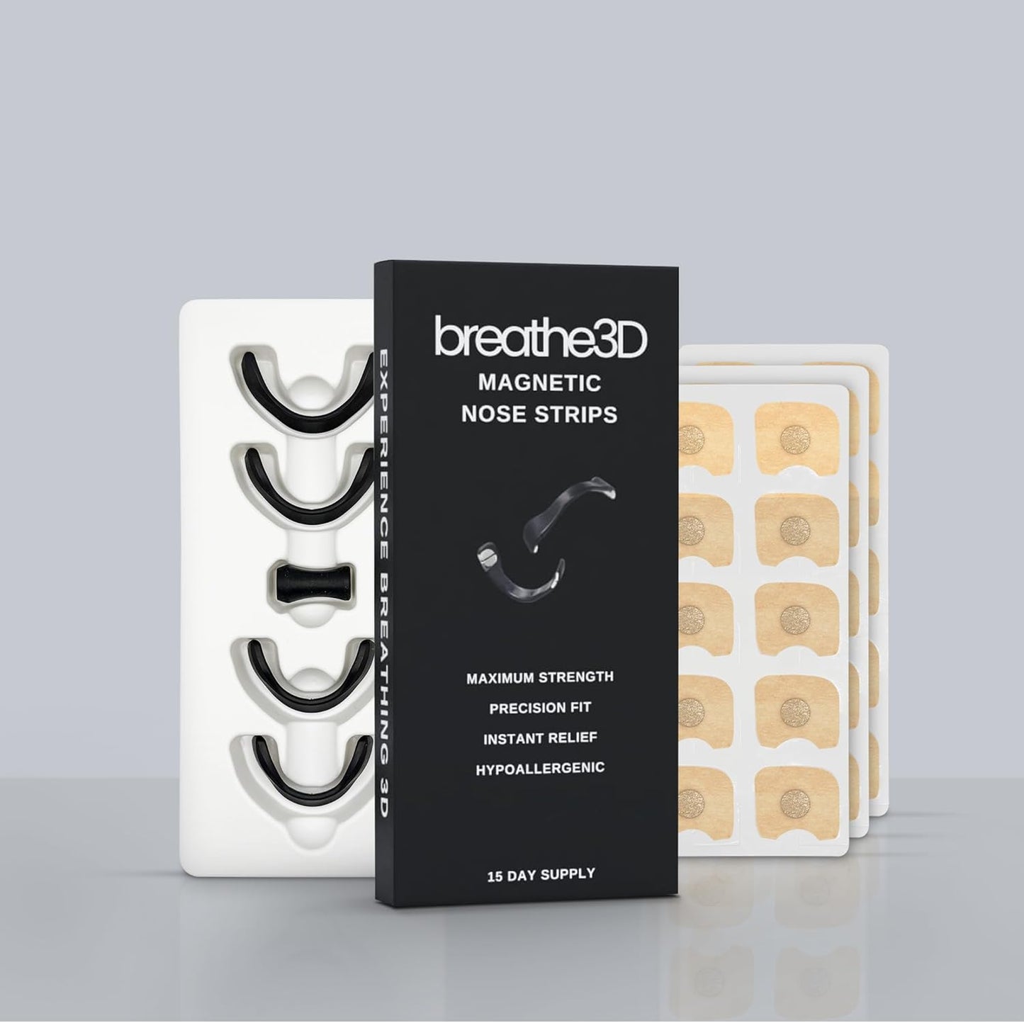 Magnetic Nose Strips - Maximum Strength Nasal Strips, Improve Sleep Quality, Reduce Snoring & Mouth Breathing, Instant Congestion Relief, 15 Day Supply
